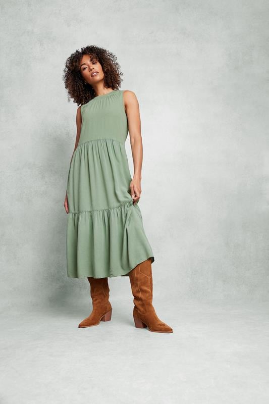 M&Co Sage Green Tiered Midaxi Dress | M&Co 5