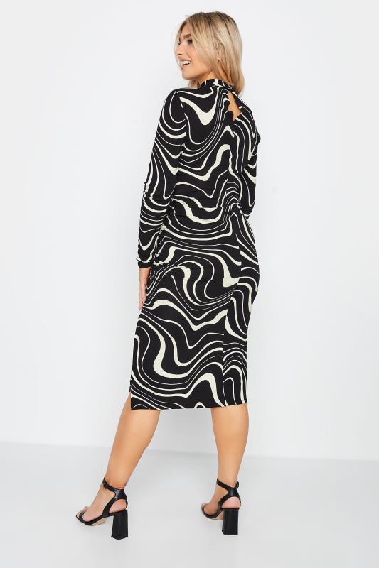 M&Co Black Swirl Ruched Side Midi Dress | M&Co 3