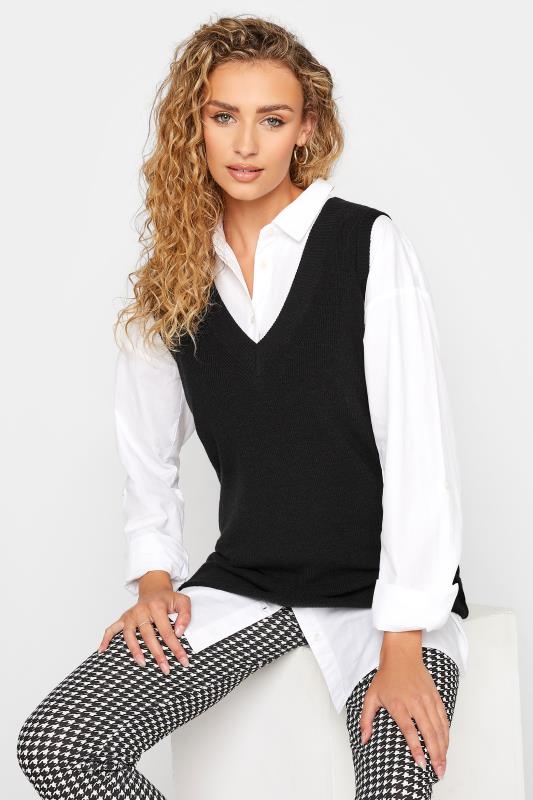 Tall  LTS Tall Black Knitted Vest Top