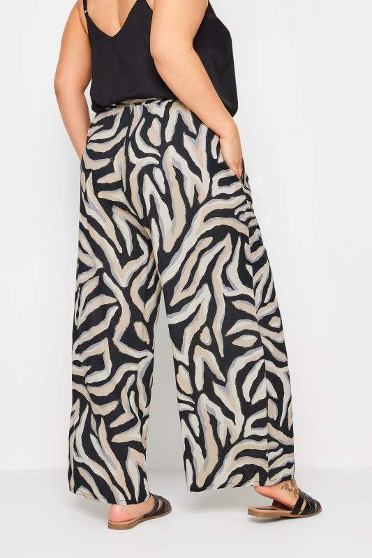 YOURS Plus Size Black Zebra Print Wide Leg Trousers | Yours Clothing 4