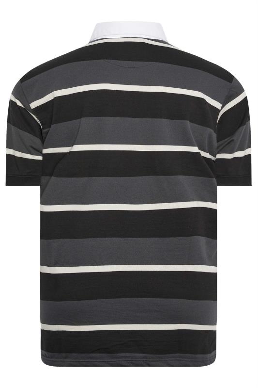 KAM Big & Tall Charcoal Grey Striped Rugby Polo Shirt | BadRhino 4