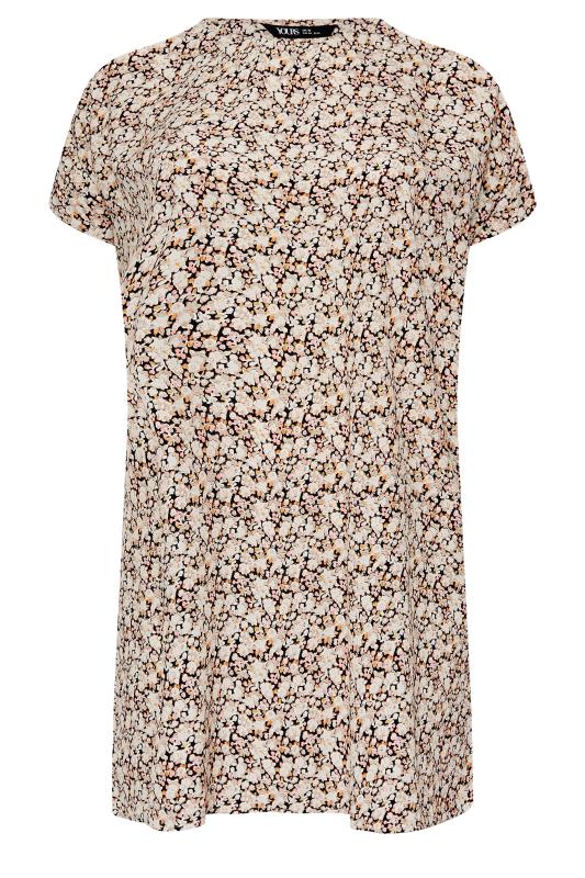 YOURS Plus Size Brown Ditsy Print Shift Dress | Yours Clothing 6