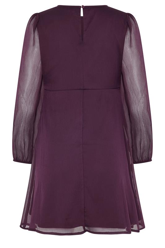 M&Co Petite Berry Purple Long Sleeve Chiffon Dress | M&Co 6