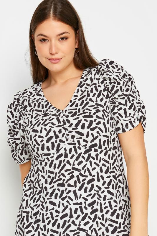 YOURS Plus Size White Dash Print Textured Milkmaid Top | Yours Clothing 4