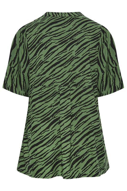 YOURS Plus Size Green Zebra Print Pleat Front Blouse | Yours Clothing 7