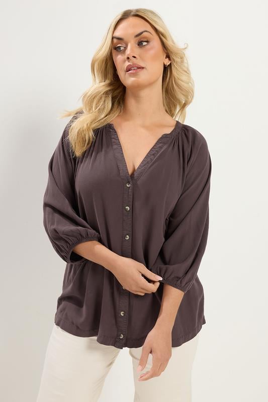  YOURS Chemise marron en chambray