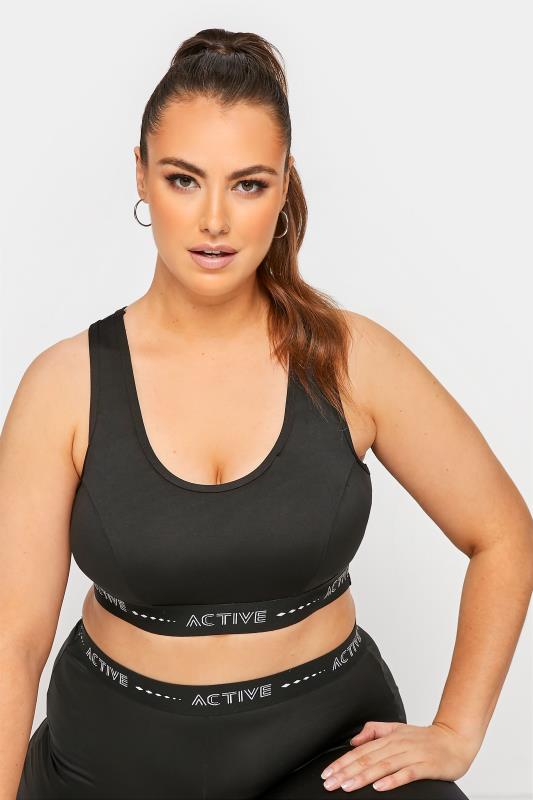  Grande Taille Curve ACTIVE Black Padded Sports Bra