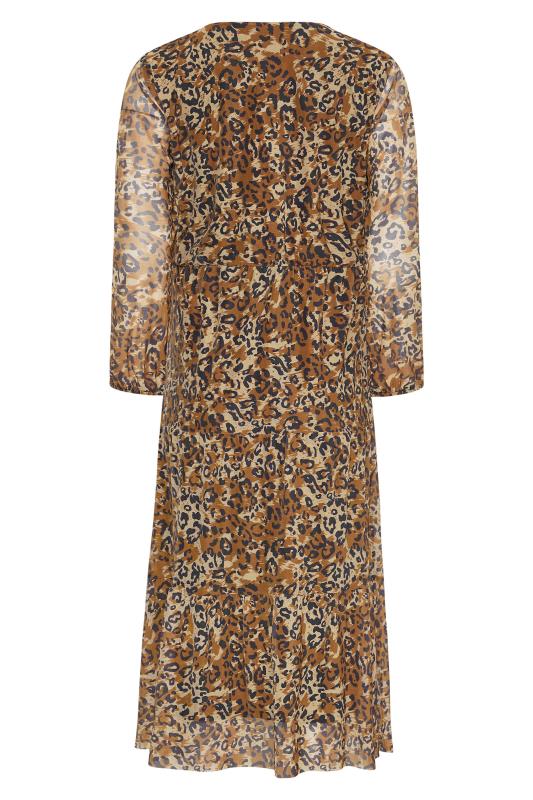 LTS Tall Brown Leopard Print Mesh Dress 7