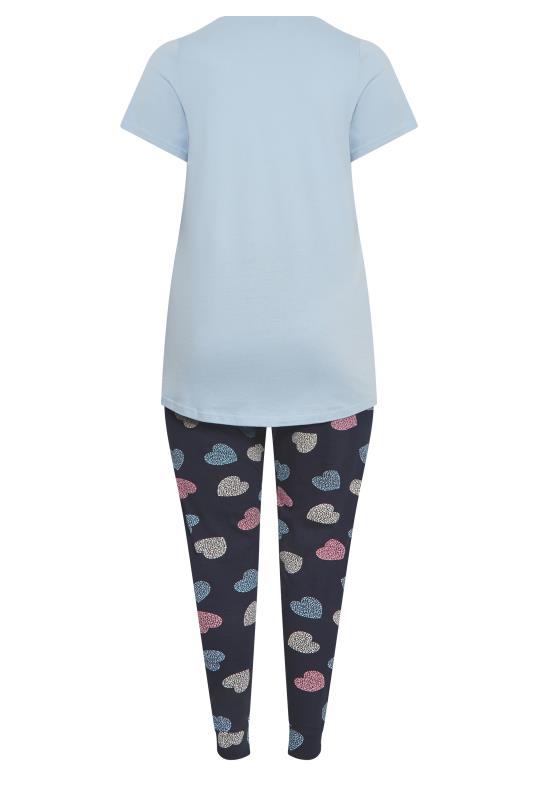 YOURS Plus Size Blue 'Stay Cosy' Slogan Pyjama Set | Yours Clothing 7