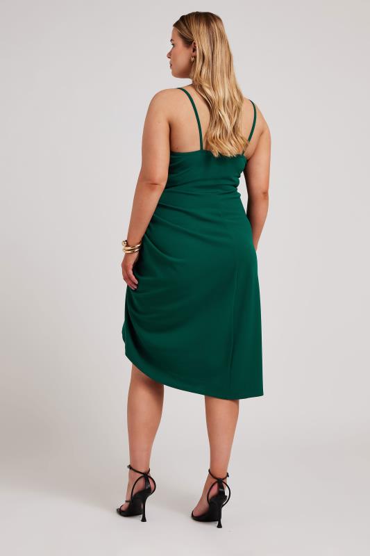 YOURS LONDON Plus Size Green Cowl Neck Gathered Dress | Yours Clothing 4