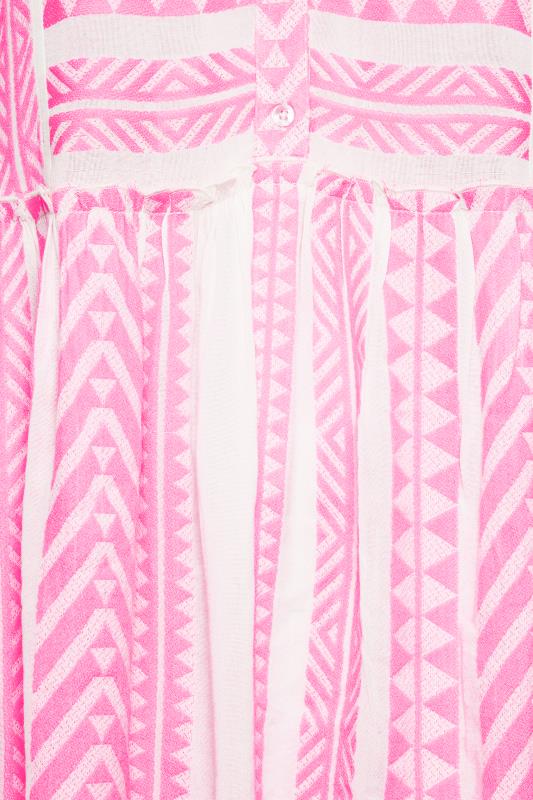 YOURS Plus Size White & Pink Aztec Print Peplum Top | Yours Clothing 5
