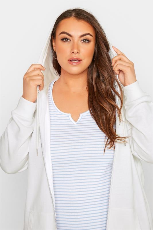 Plus Size White Essential  Zip Through Hoodie | Yours Clothing  4