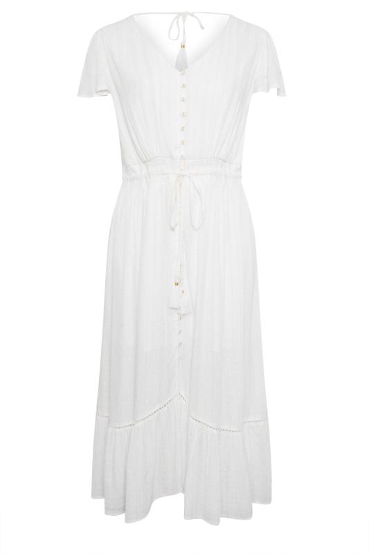 YOURS Plus Size White Dobby Maxi Dress | Yours Clothing 7