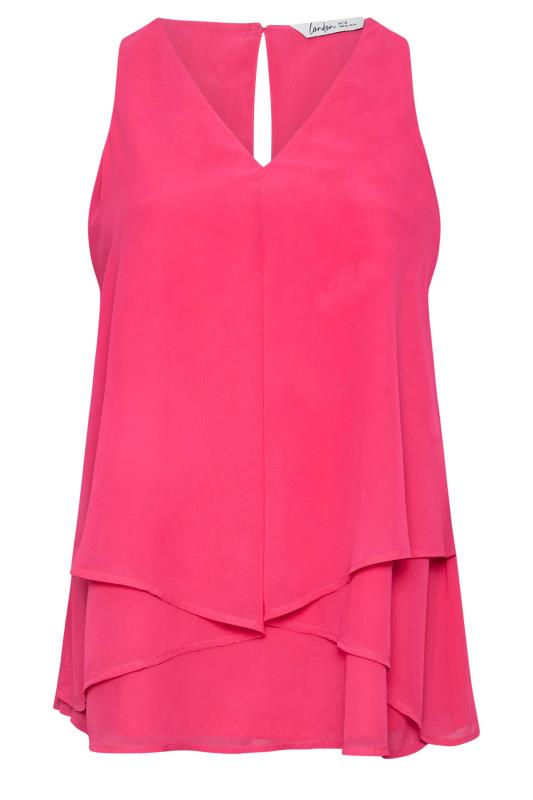 YOURS LONDON Plus Size Pink Layered Sleeveless Blouse | Yours Clothing 5