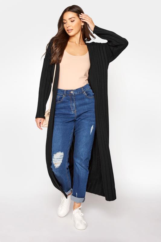 LTS Tall Black Ribbed Belted Cardigan 3