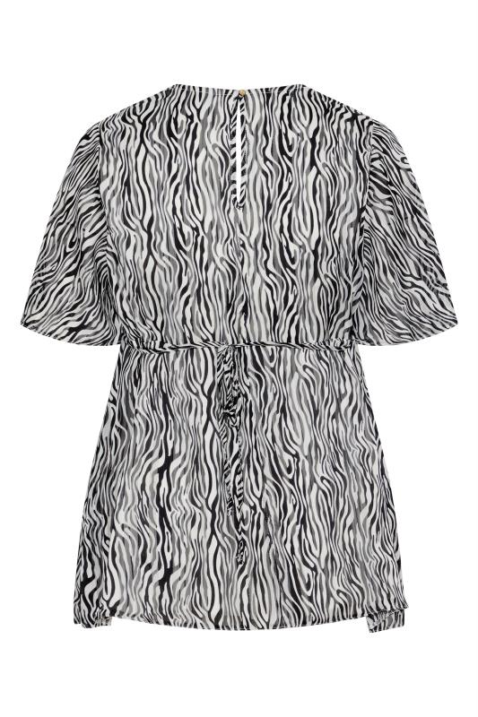 Plus Size Black Zebra Print V-Neck Top | Yours Clothing 7