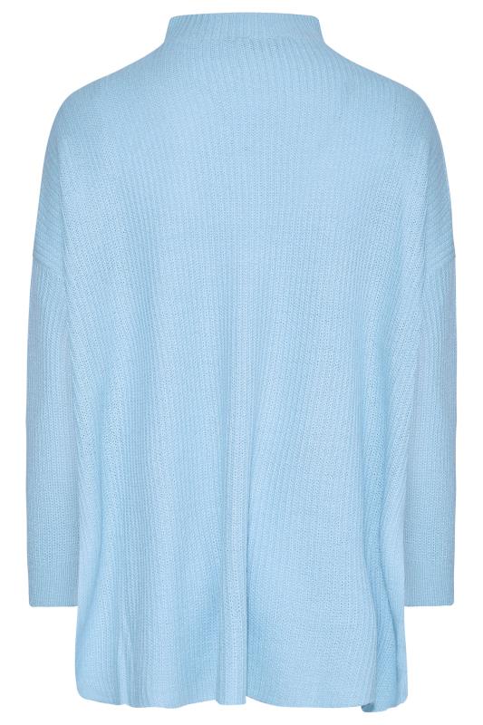 Plus Size Curve Blue Quarter Zip Knitted Jumper | Yours Clothing 7