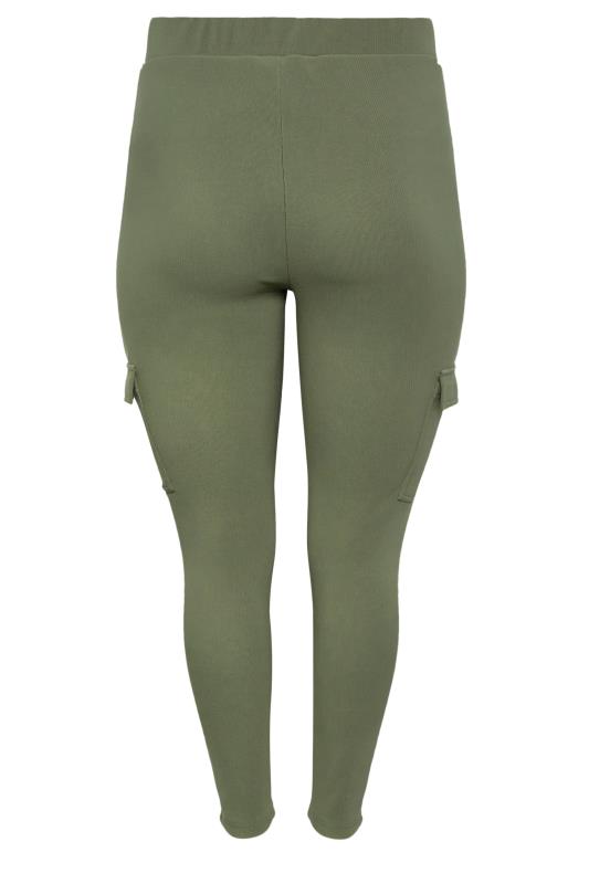 YOURS Plus Size Khaki Green Cargo Leggings | Yours Clothing 7