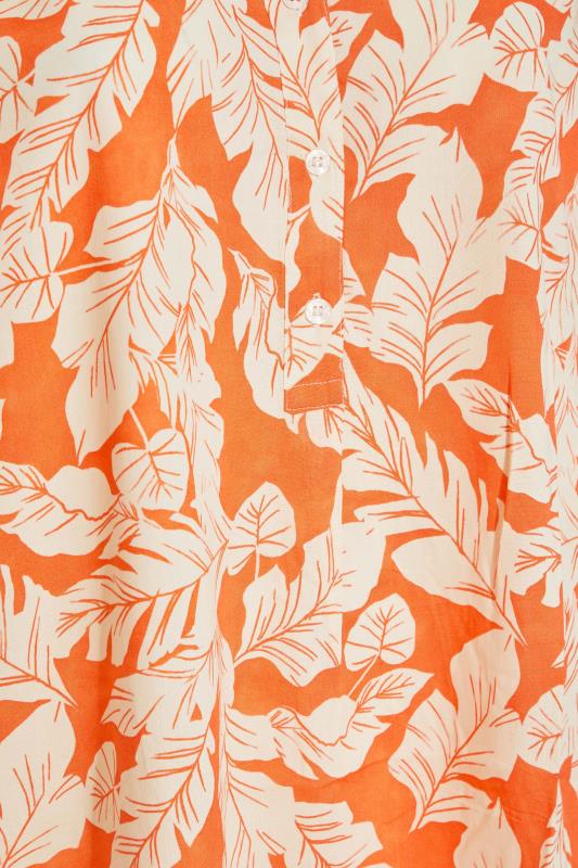 Plus Size Orange Leaf Print Grown On Sleeve Shirt | Yours Clothing  5