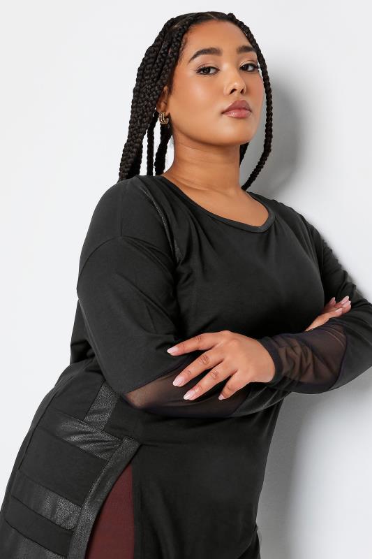 YOURS Curve Black Mesh Long Sleeve Top | Yours Clothing 4