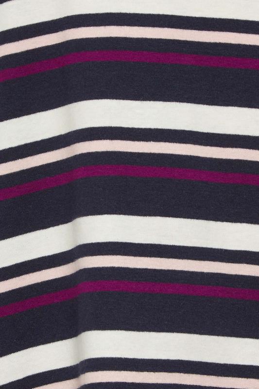 M&Co Navy Blue Stripe Long Sleeve Cotton T-Shirt | M&Co 5