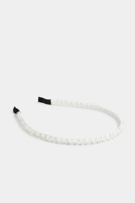 White Beaded Thin Headband | Yours Clothing 3