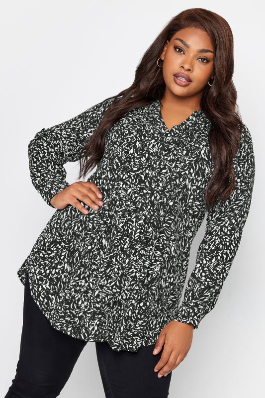  Grande Taille YOURS Curve Black Floral Pintuck Shirt