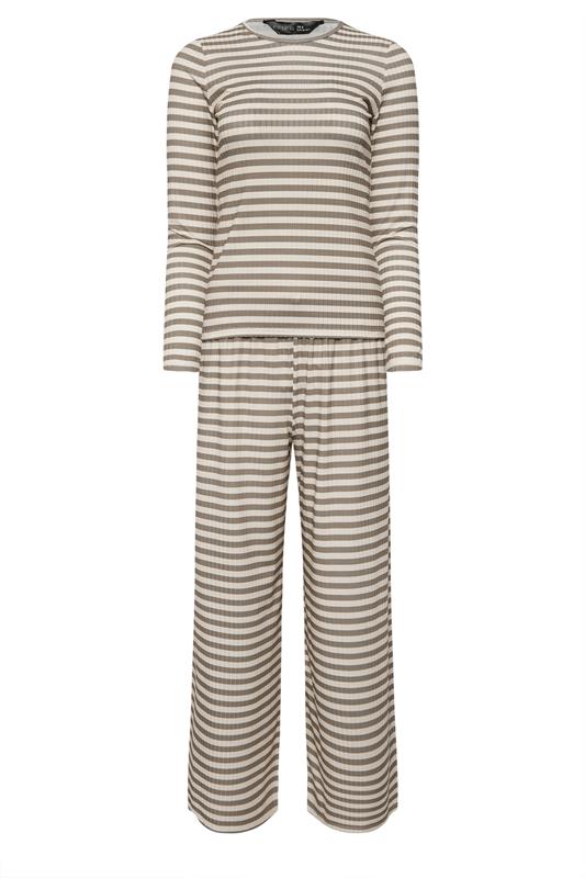 PixieGirl Petite Women's Set Cream Stripe T-Shirt & Wide Leg Trouser | PixieGirl  5