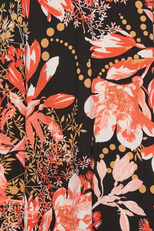 YOURS Plus Size Black & Orange Floral Print Wrap Maxi Dress | Yours Clothing 5