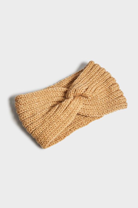 Plus Size Beige Brown Knitted Twist Headband | Yours Clothing 3