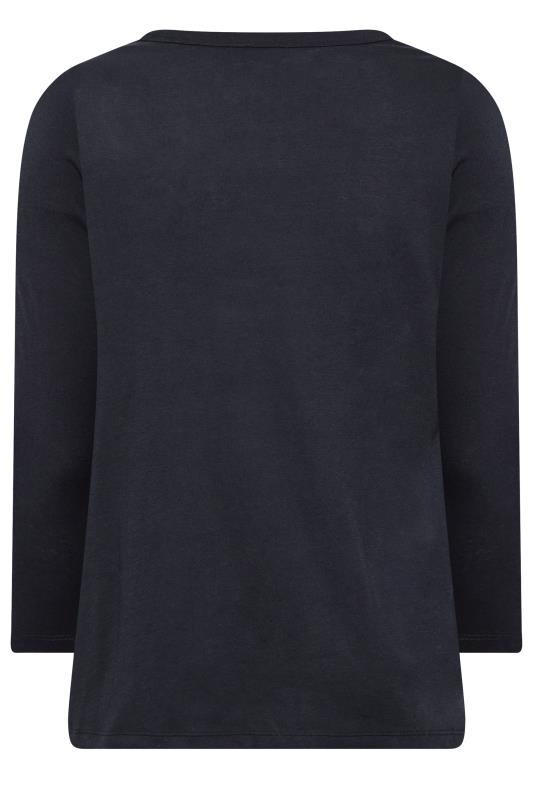 Plus Size Navy Blue Long Sleeve T-Shirt - Petite | Yours Clothing 7