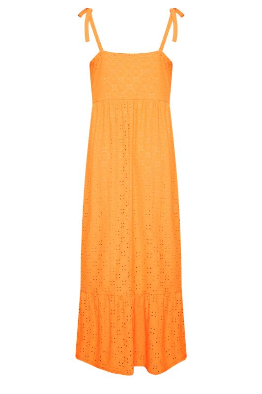 YOURS Curve Plus Size Bright Orange Broderie Anglaise Maxi Dress | Yours Clothing  7