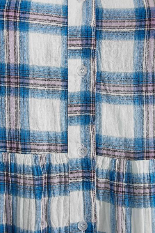 LIMITED COLLECTION Curve Blue Check Tiered Smock Dress 5
