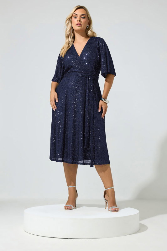 plus size navy blue sequin dress Yours London Women's Wrap Size 16 Ladies dresses