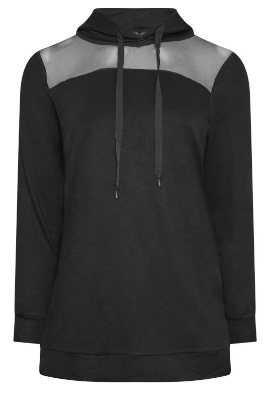YOURS Curve Black Mesh Front Sweatshirt | Yours Clothing 5