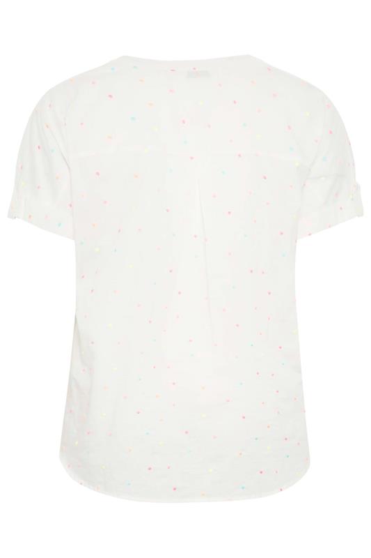 YOURS Plus Size White Dobby Spot Shirt | Yours Clothing 8