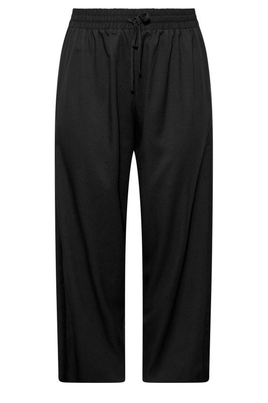 Plus Size Black Contrast Satin Wide Leg Trousers | Yours Clothing 5