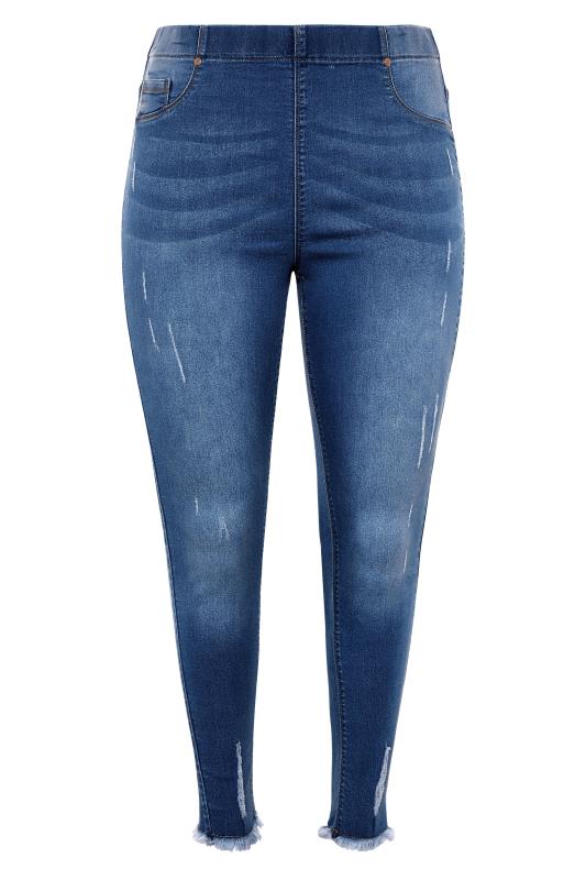 Curve Indigo Blue Distressed JENNY Cropped Jeggings | Yours Clothing 5