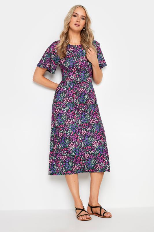 LTS Tall Women's Purple Floral Print Midi Dress | Long Tall Sally 1