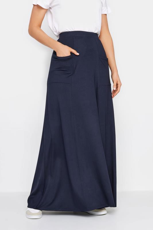 LTS Tall Womens Navy Blue Fit & Flare Maxi Skirt | Long Tall Sally 2