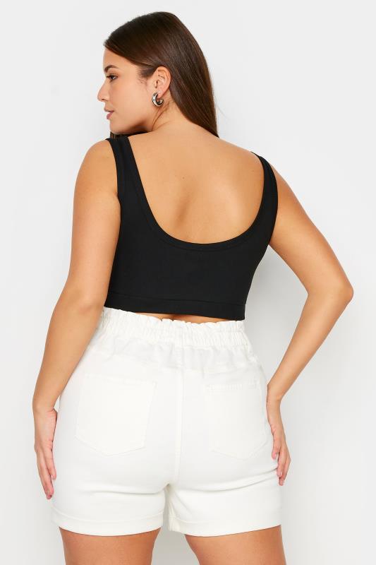 YOURS Plus Size White Elasticated Stretch Denim Shorts | Yours Clothing 3