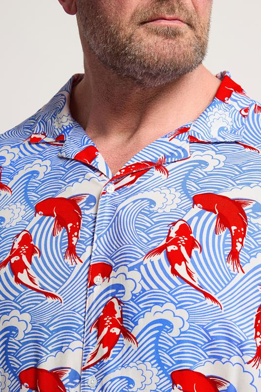 BadRhino Big & Tall Blue Koi Fish Print Shirt | BadRhino 5