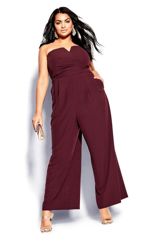 Plus Size  City Chic Red So Sassy Jumpsuit