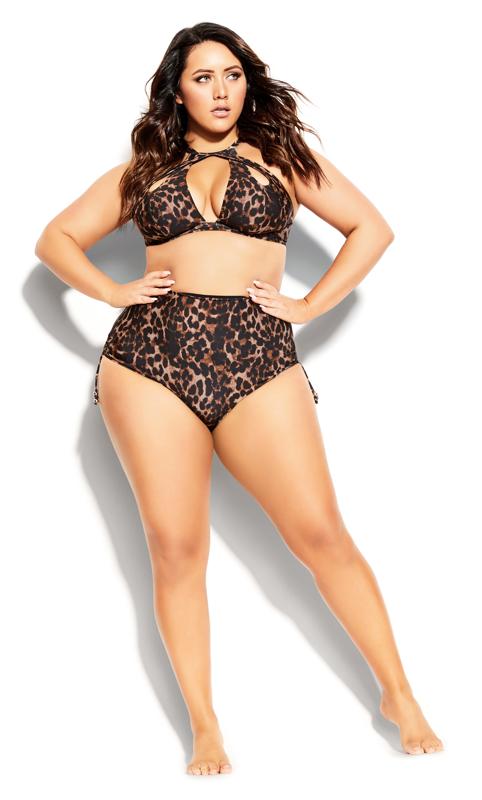 Plus Size  Evans Brown Leopard Print Bikini Top
