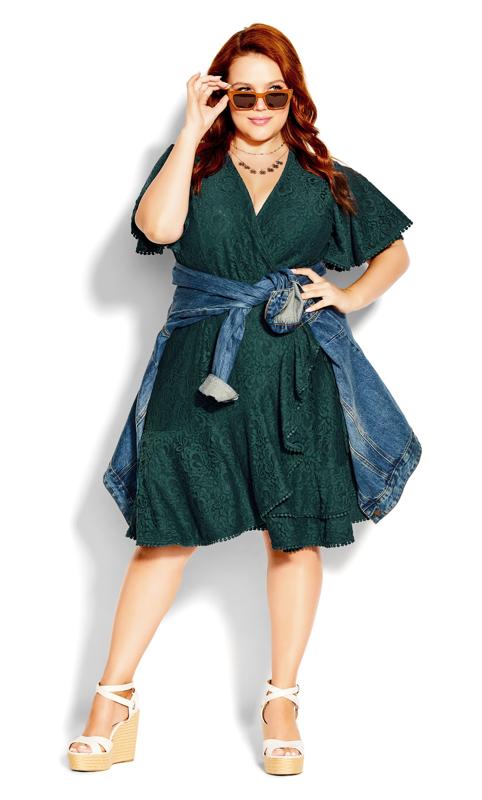  Grande Taille Evans Green Lace Wrap Dress