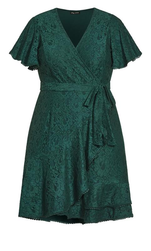 Evans Green Lace Wrap Dress 2