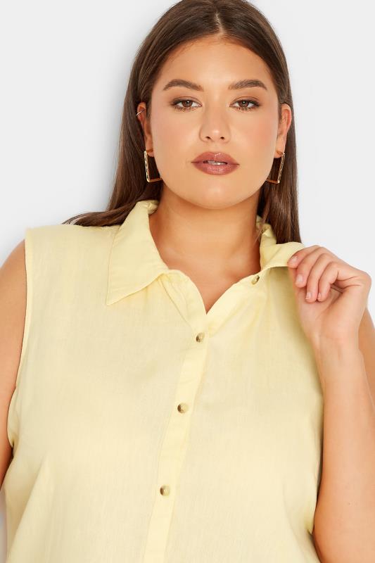 LTS Tall Women's Yellow Sleeveless Linen Blend Shirt | Long Tall Sally  4
