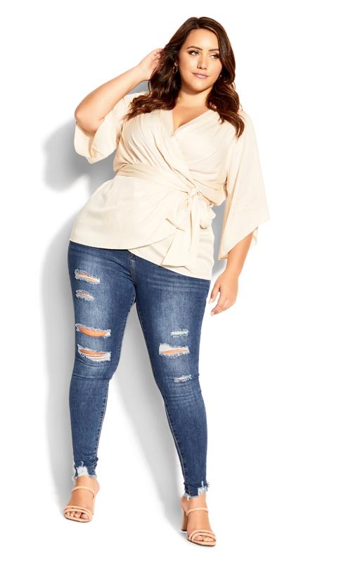 City Chic Ivory Ruched Wrap Top 3