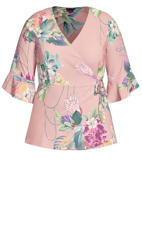 Evans Pink Floral Wrap Top 4