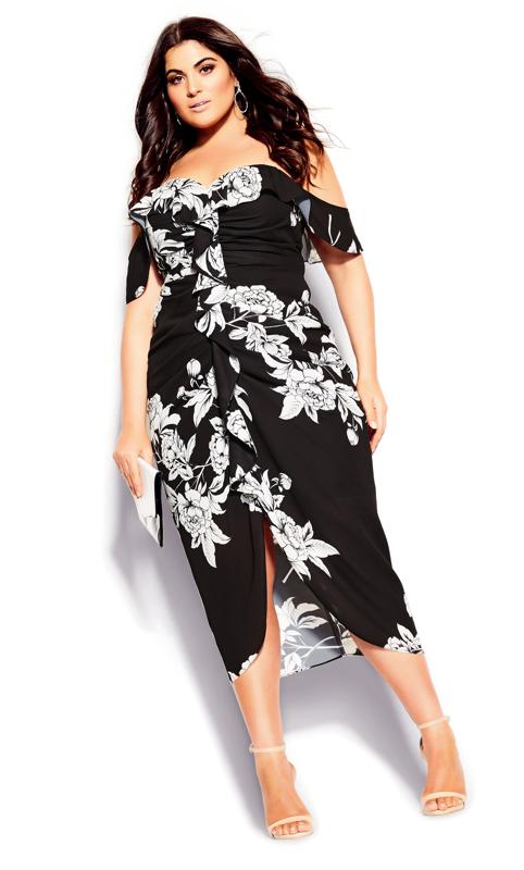 Evans Black Floral Midi Dress 3